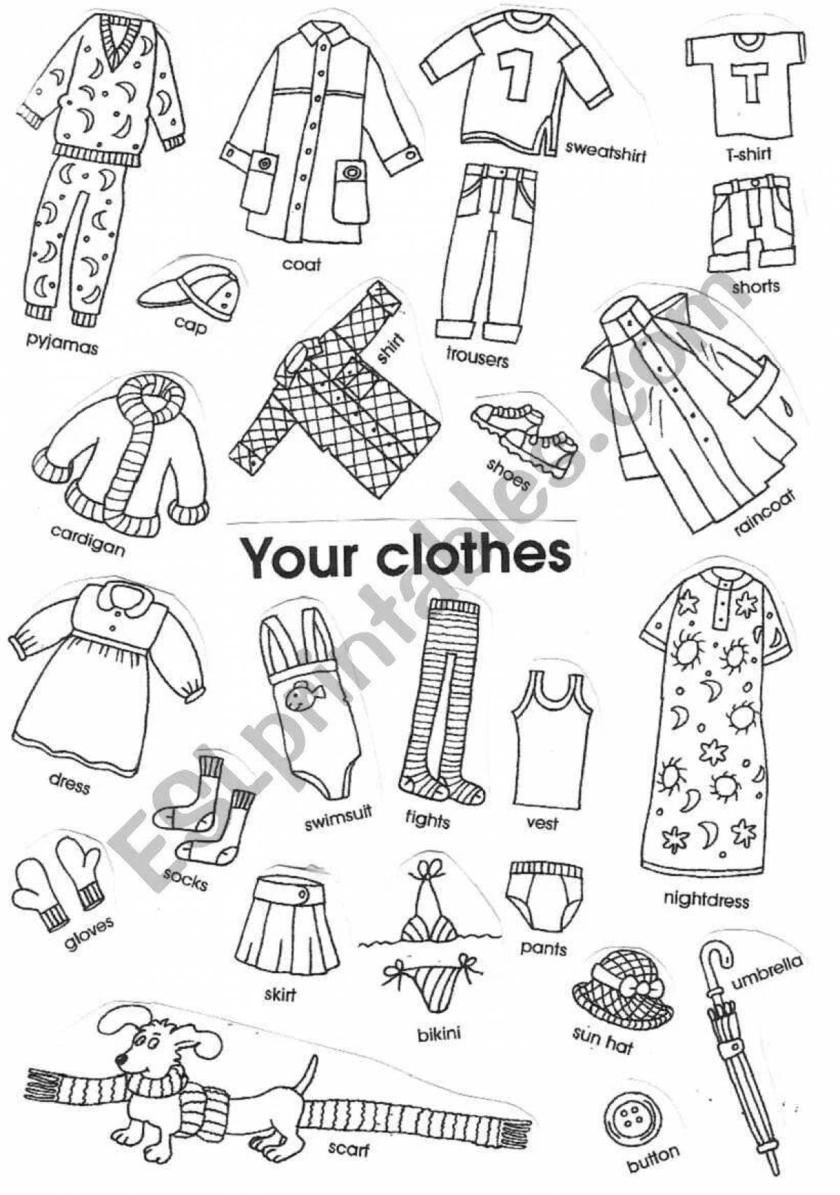 Coloring book cute baby clothes