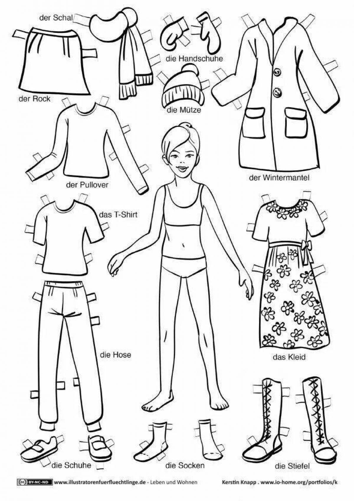 Coloring page fashionable children's clothing