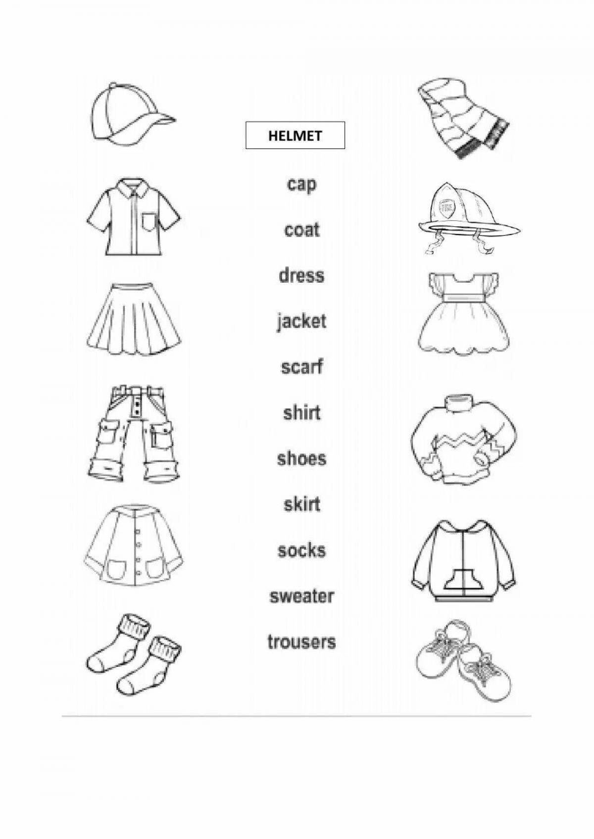 Coloring page fashionable children's clothing