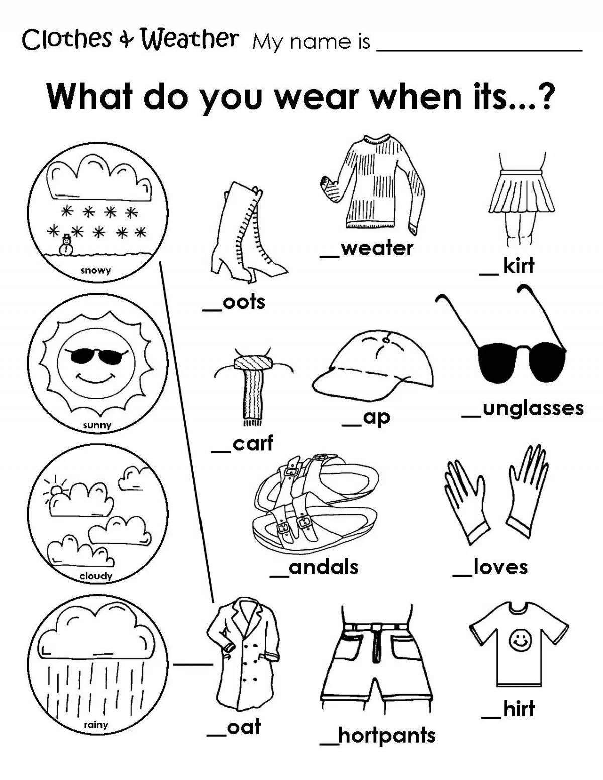 Coloring page modern children's clothing