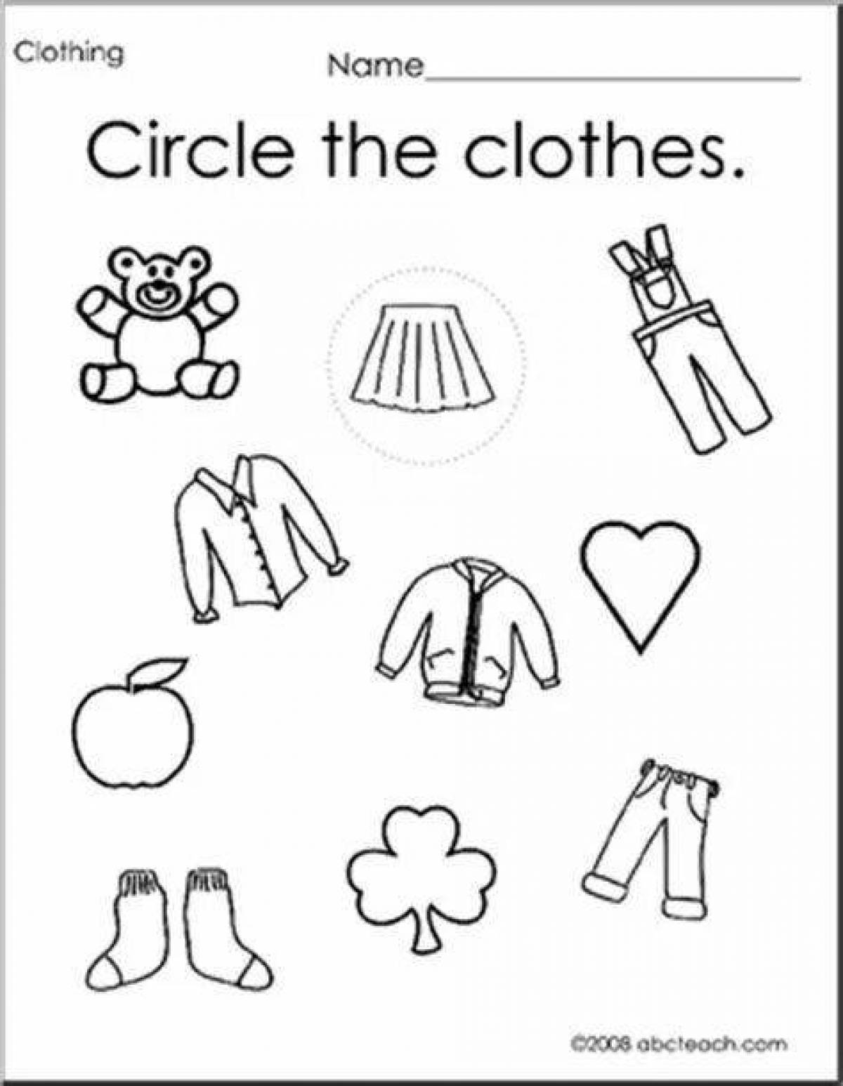 Colourful children's clothes coloring page