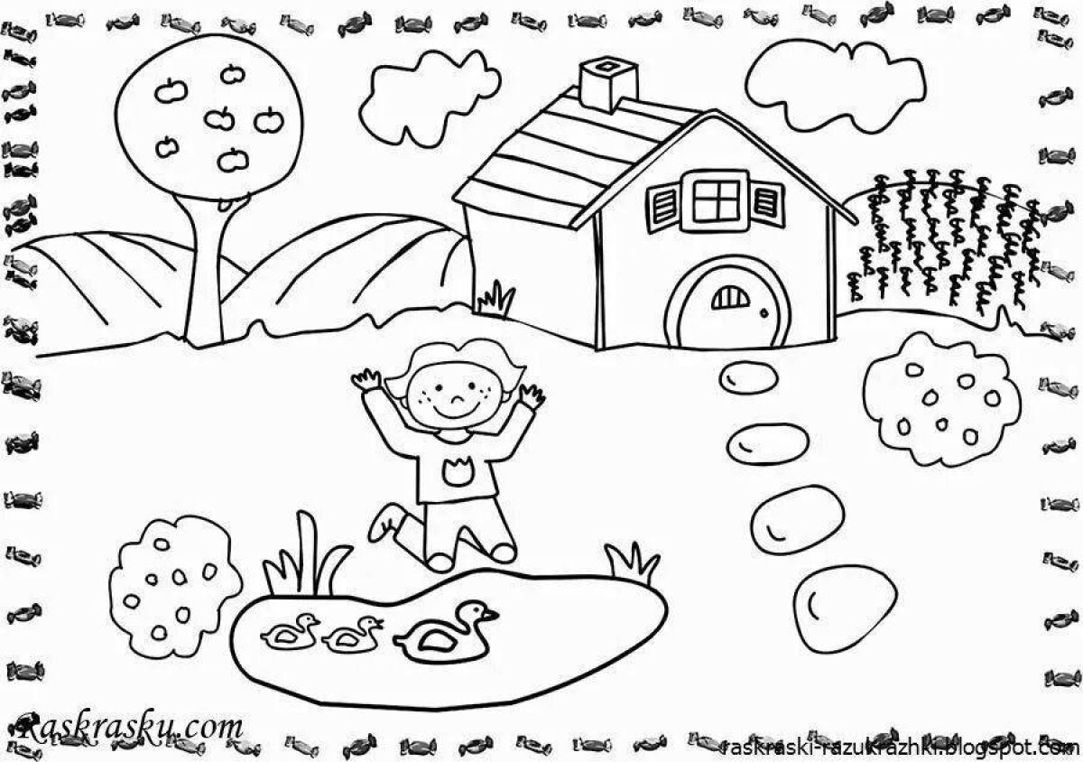 Adorable country house coloring book for kids