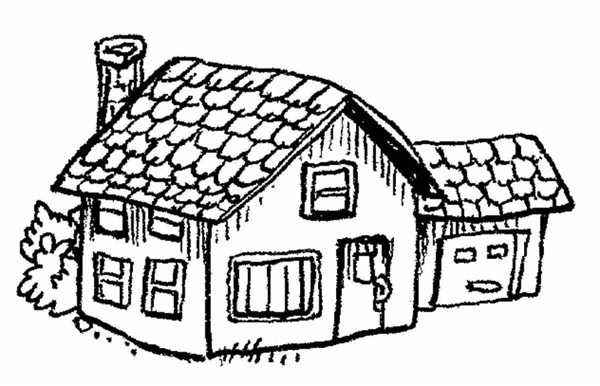 Cute country house coloring book for kids