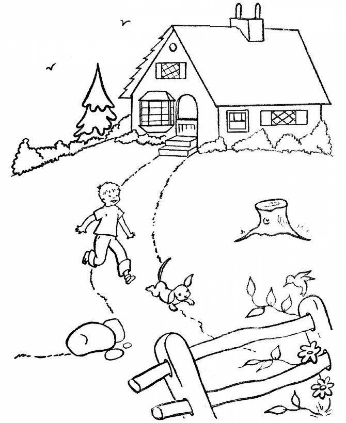 Fancy country house coloring book for kids