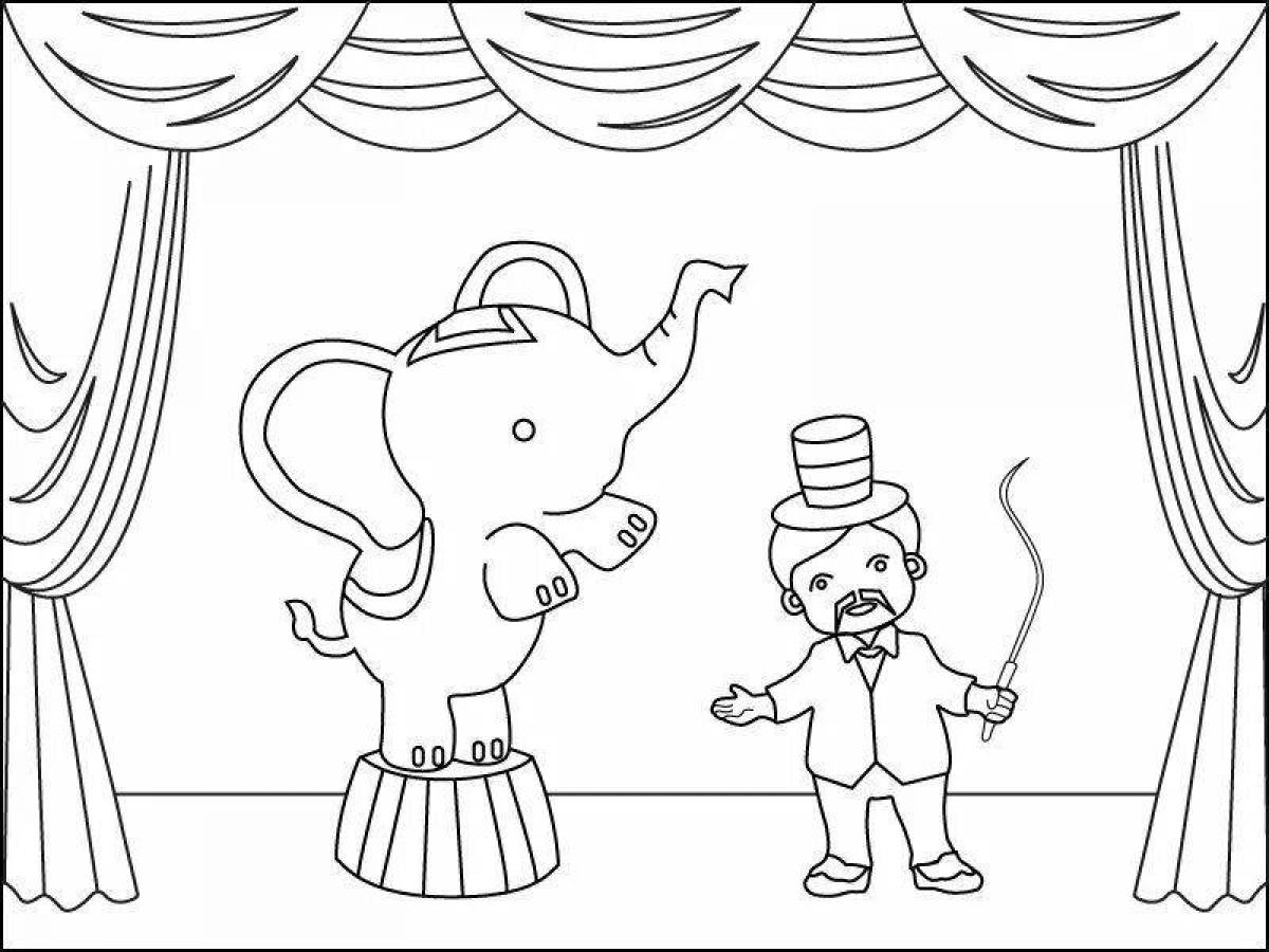 Entertaining circus coloring book for children 6-7 years old
