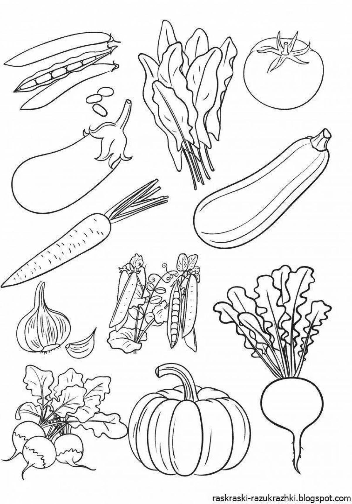 Vibrant vegetable coloring book for 3-4 year olds