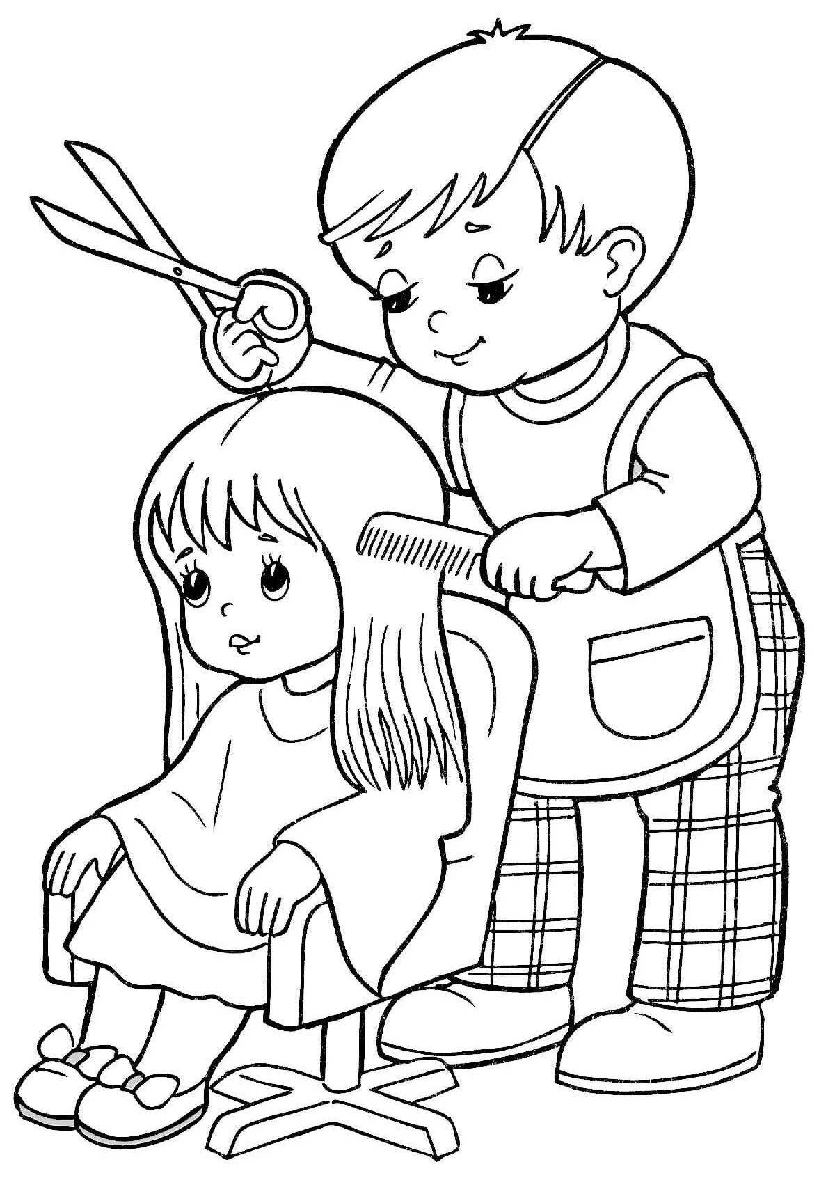 Фото Color-lustrous coloring page pictures of kids profesions people