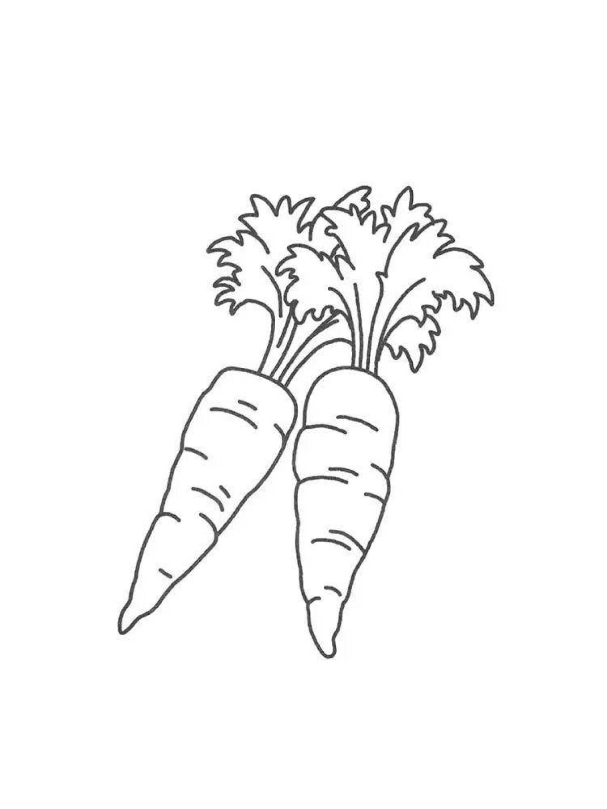 Яркая морковная раскраска для малышей 3-4 лет