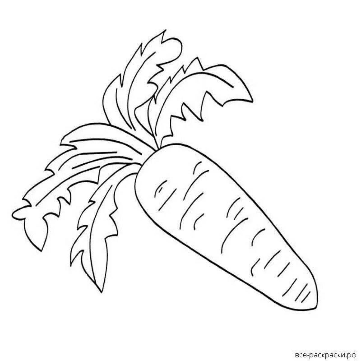Очаровательная морковная раскраска для детей 3-4 лет