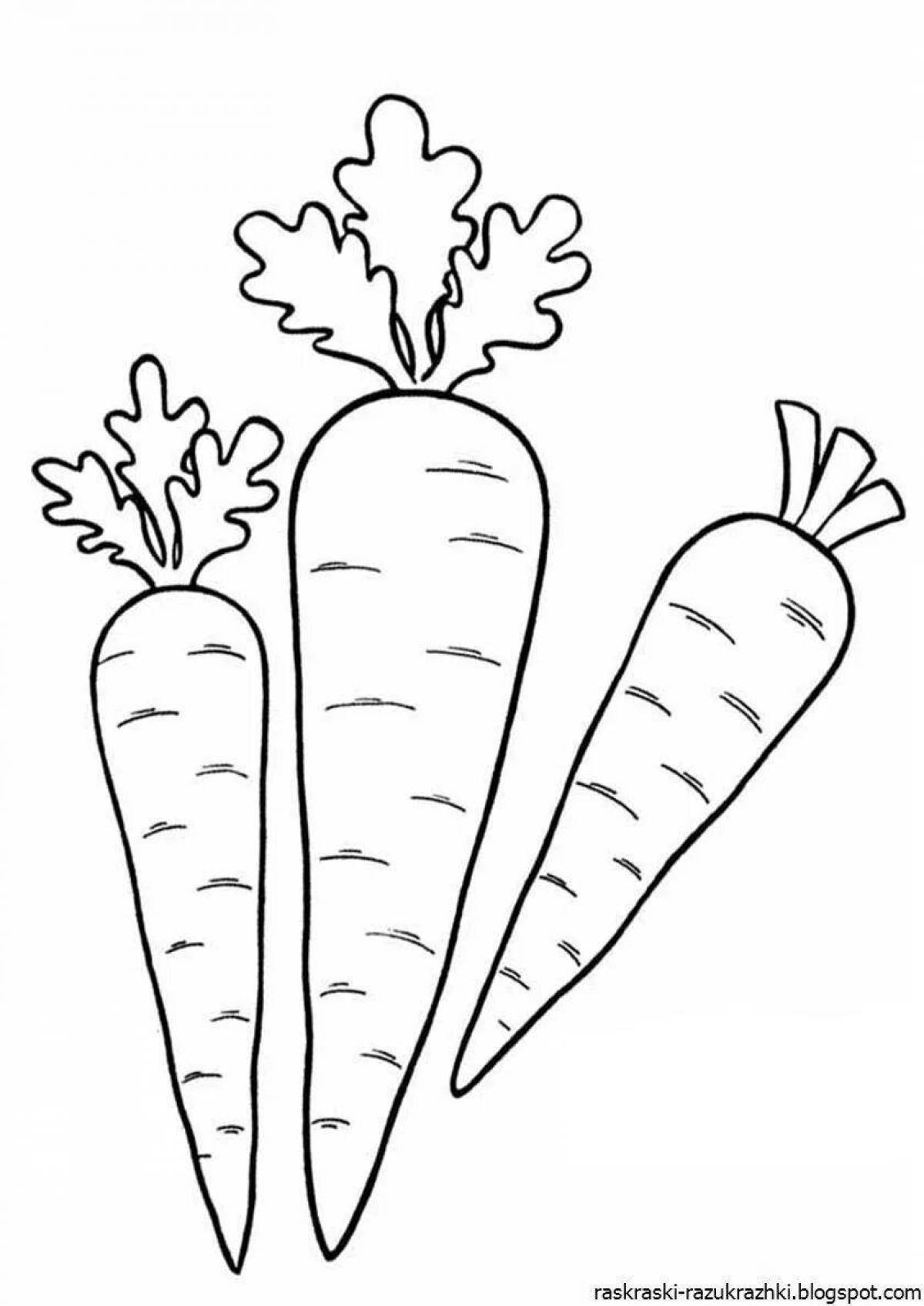 Привлекательная морковная раскраска для малышей 3-4 лет
