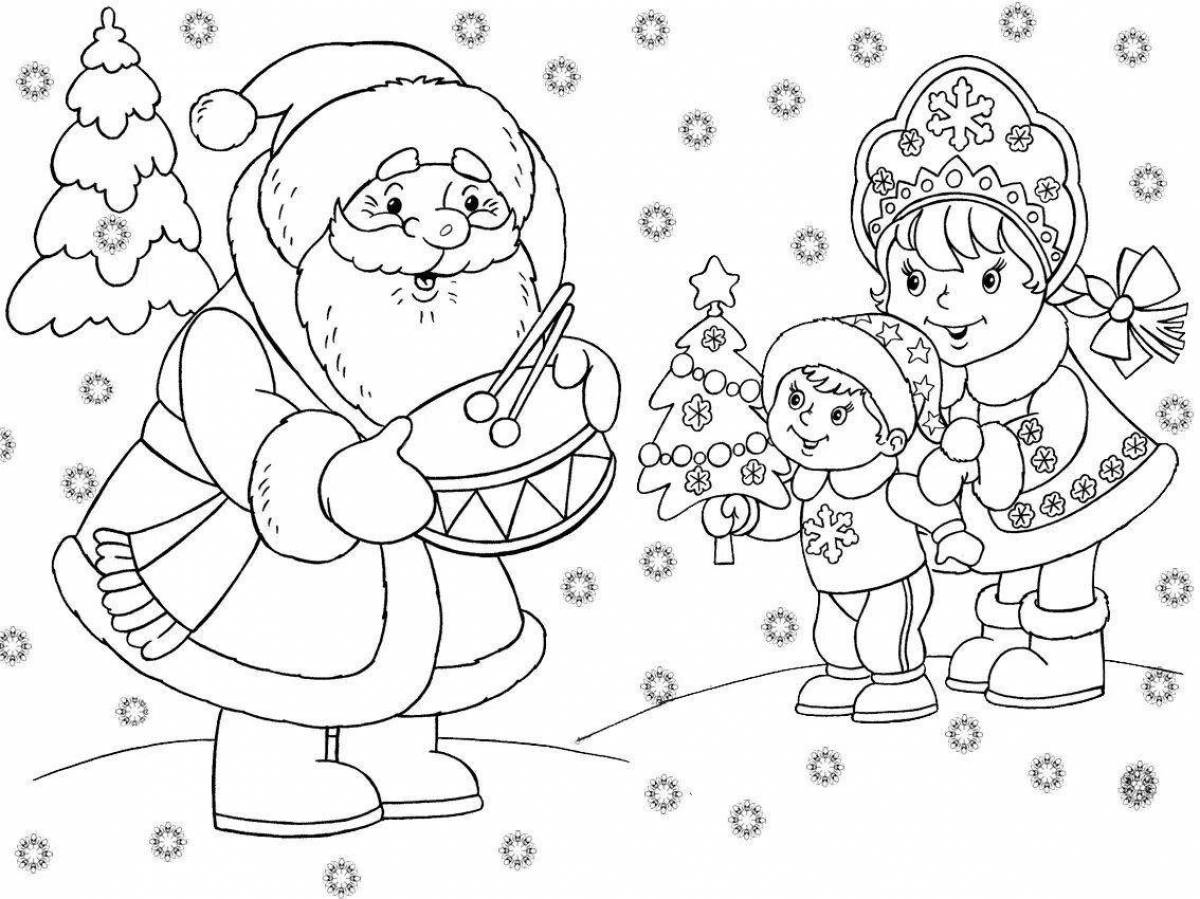 Coloring page adorable santa claus for kids 2-3 years old