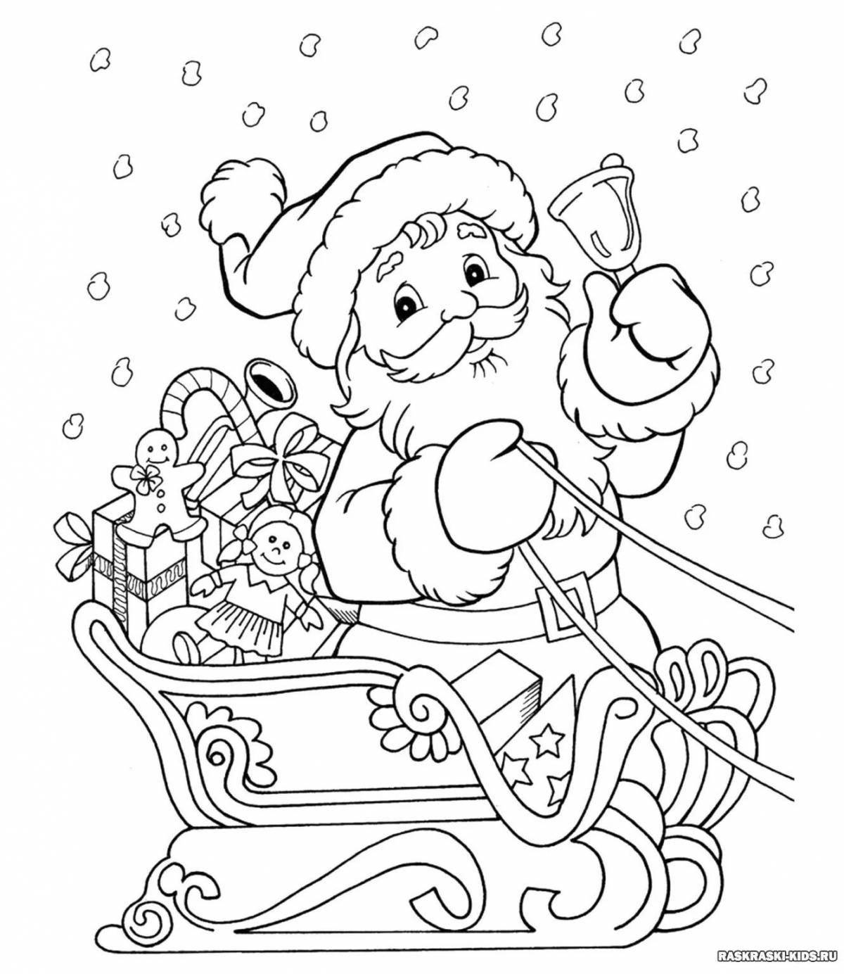 Coloring page witty santa claus for children 2-3 years old