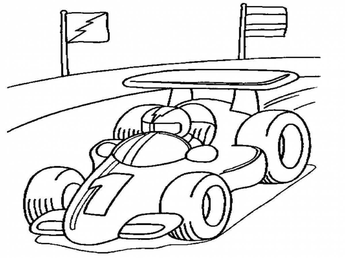 Fairytale race car coloring page for preschoolers