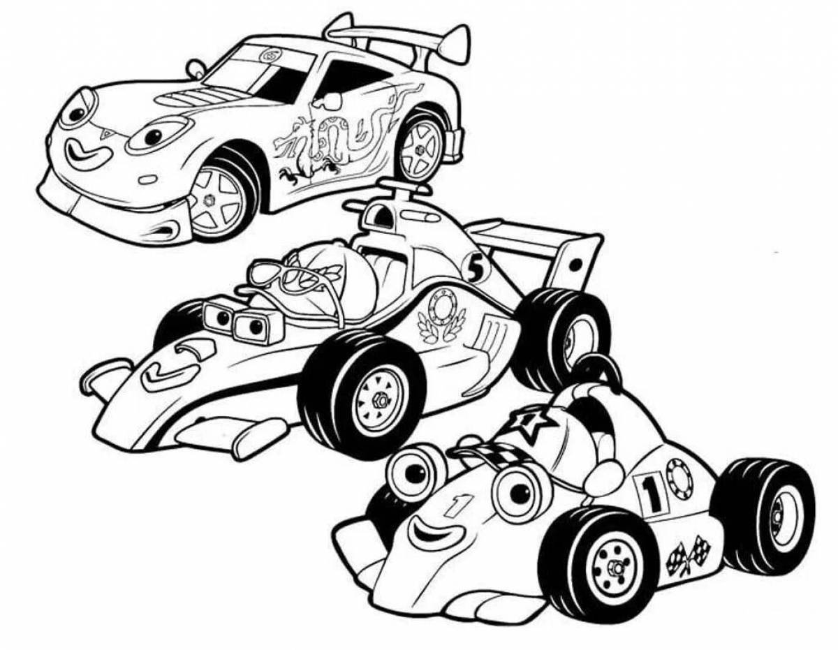 Coloring pages with cool racing cars for preschoolers