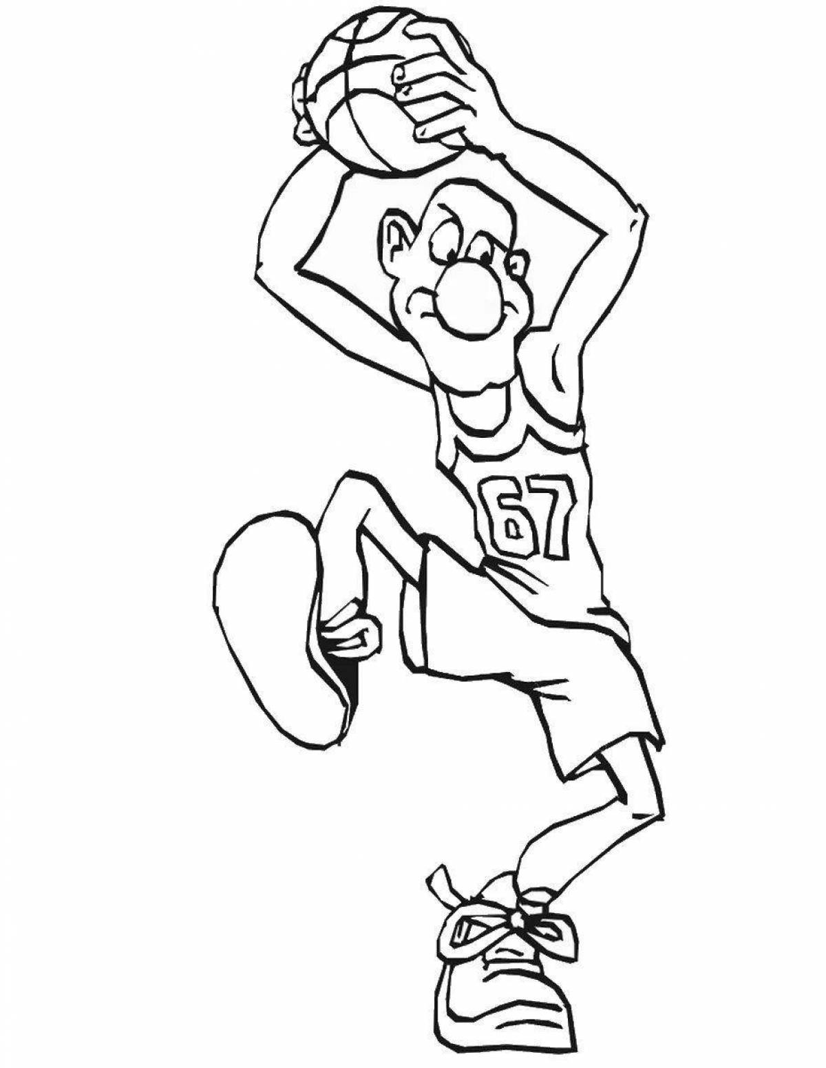 Фото Анимированная страница раскраски баскетболиста