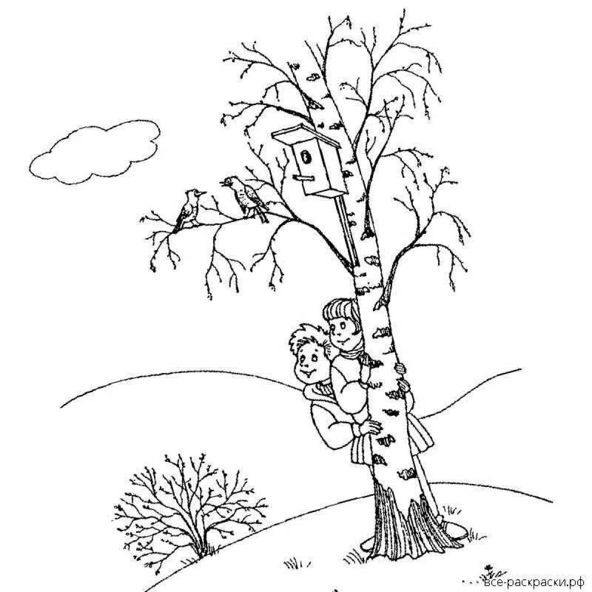 Coloring page charming birch