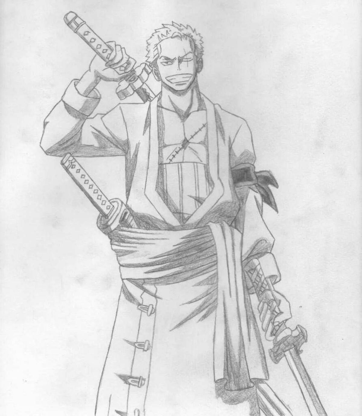 Zoro funny coloring page