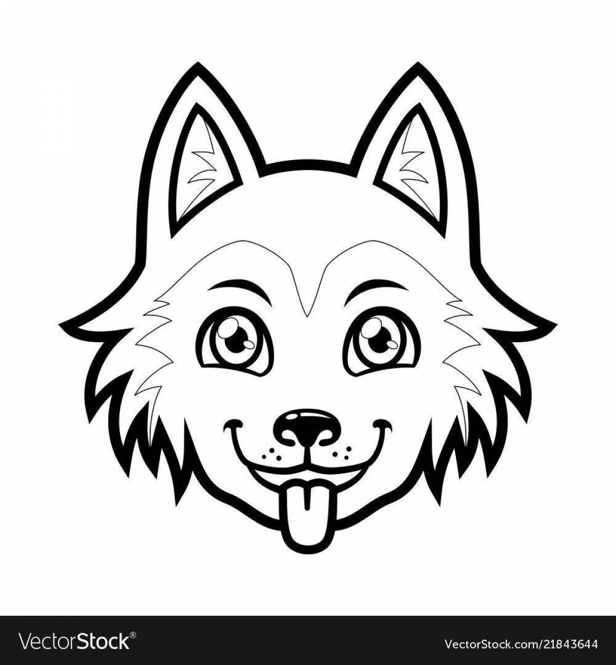 Majestic wolf mask coloring