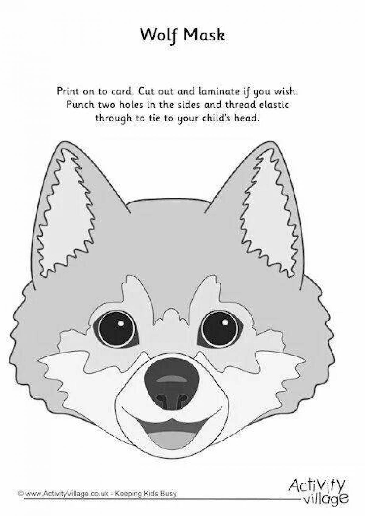 Great wolf mask coloring book