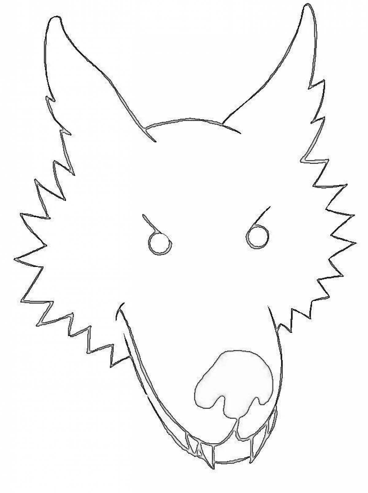 Монументальная раскраска маска волка