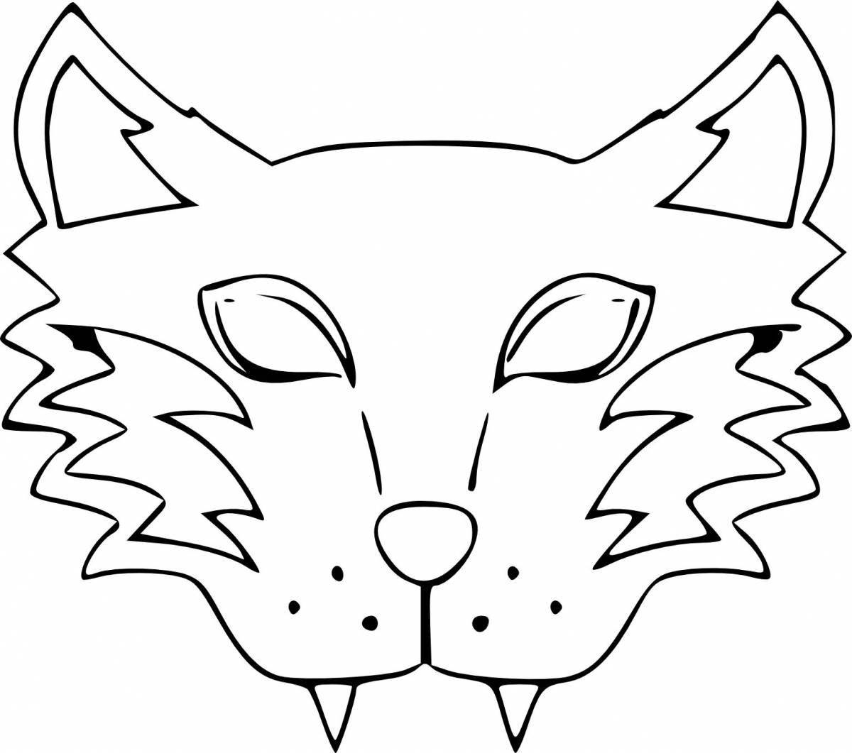 Unique wolf mask coloring page