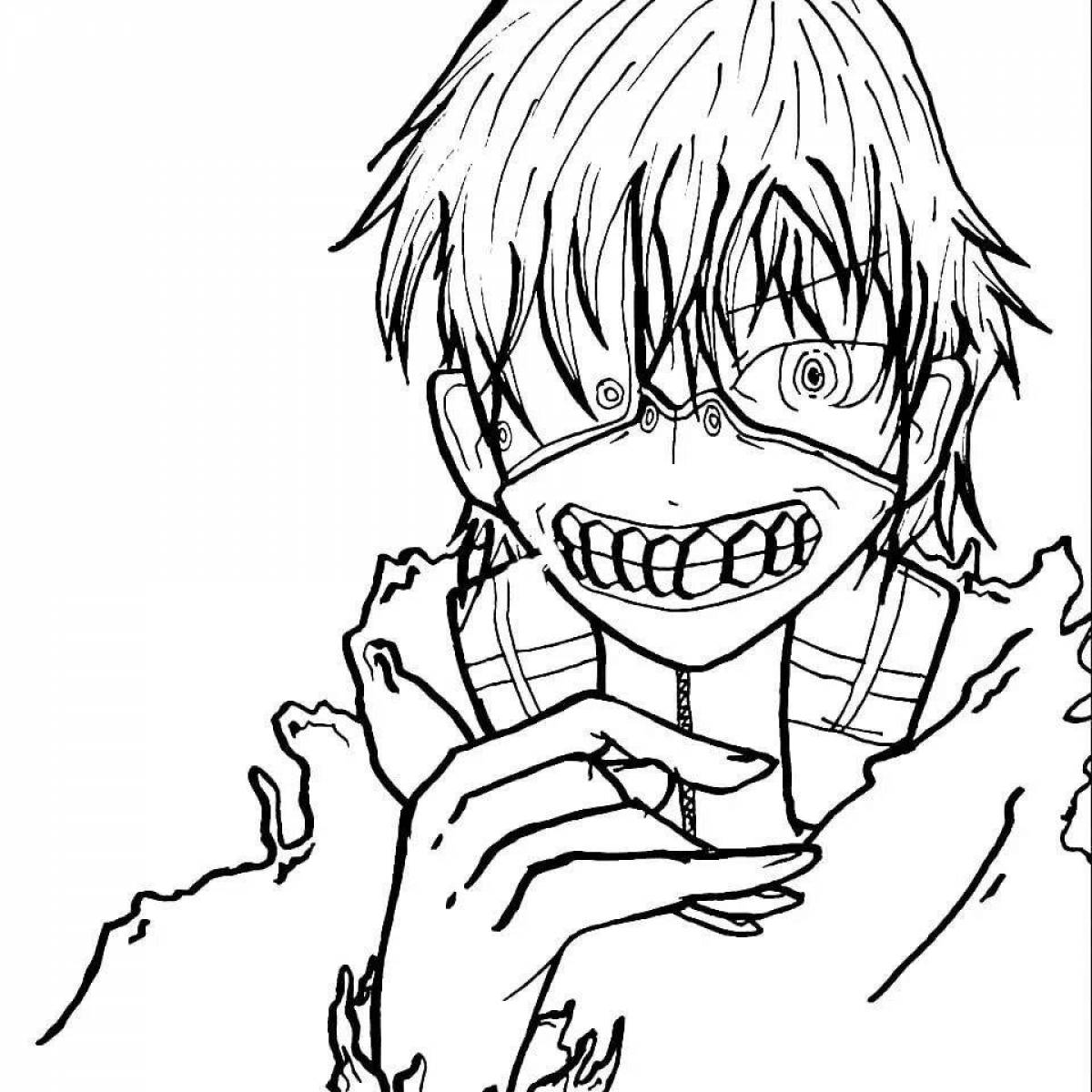 Vibrant anime ghoul coloring page
