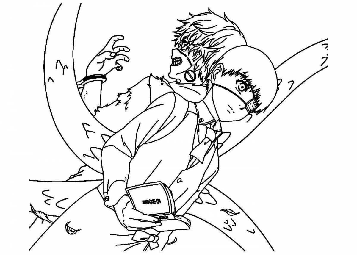 Delightful anime ghoul coloring page