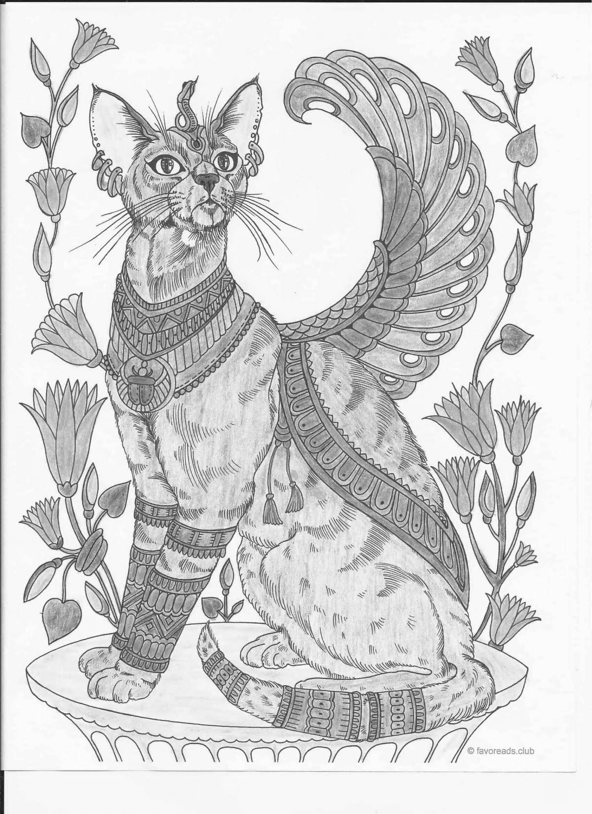 Majestic Egyptian cat coloring page