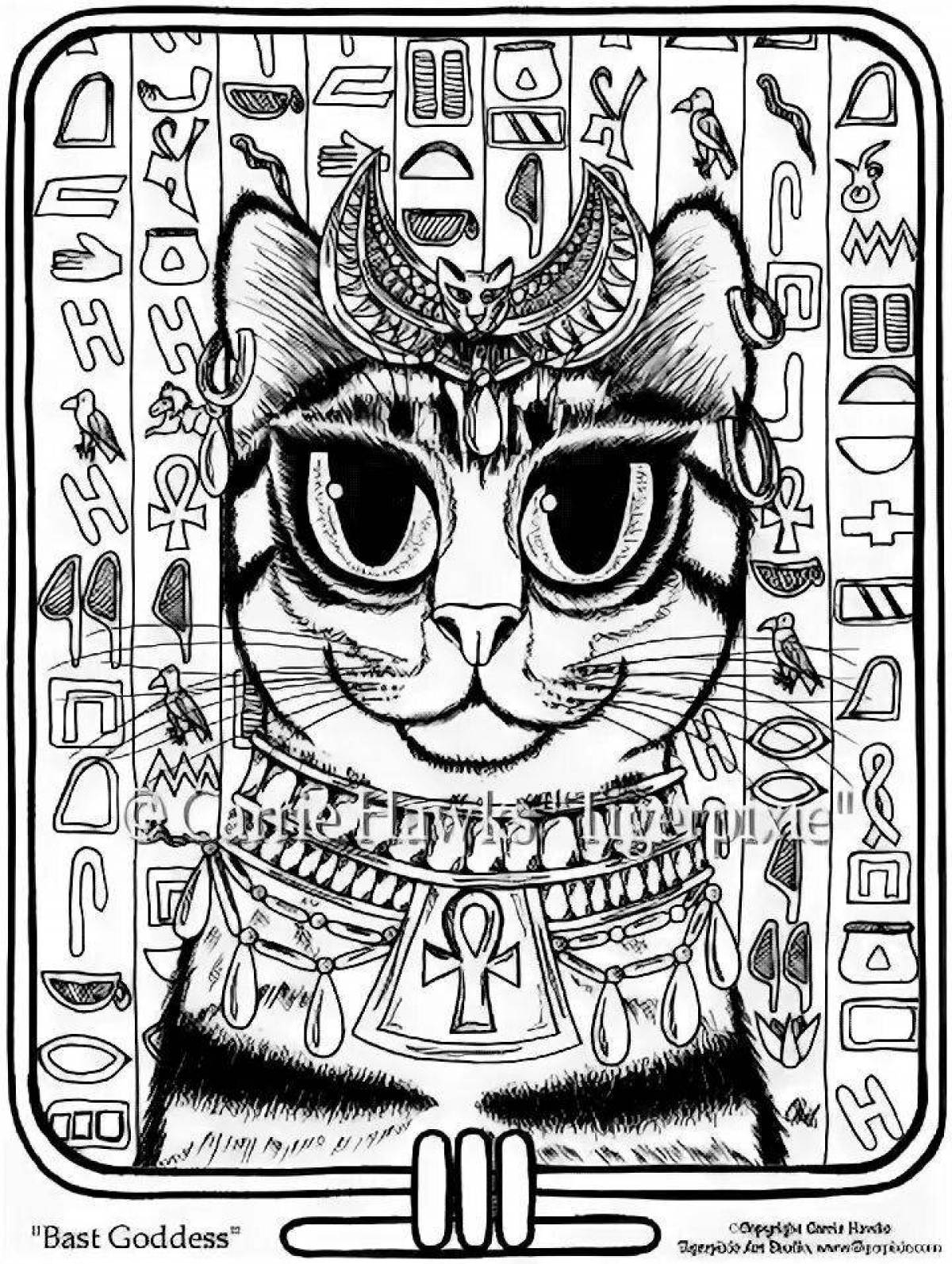 Coloring page gorgeous egyptian cat