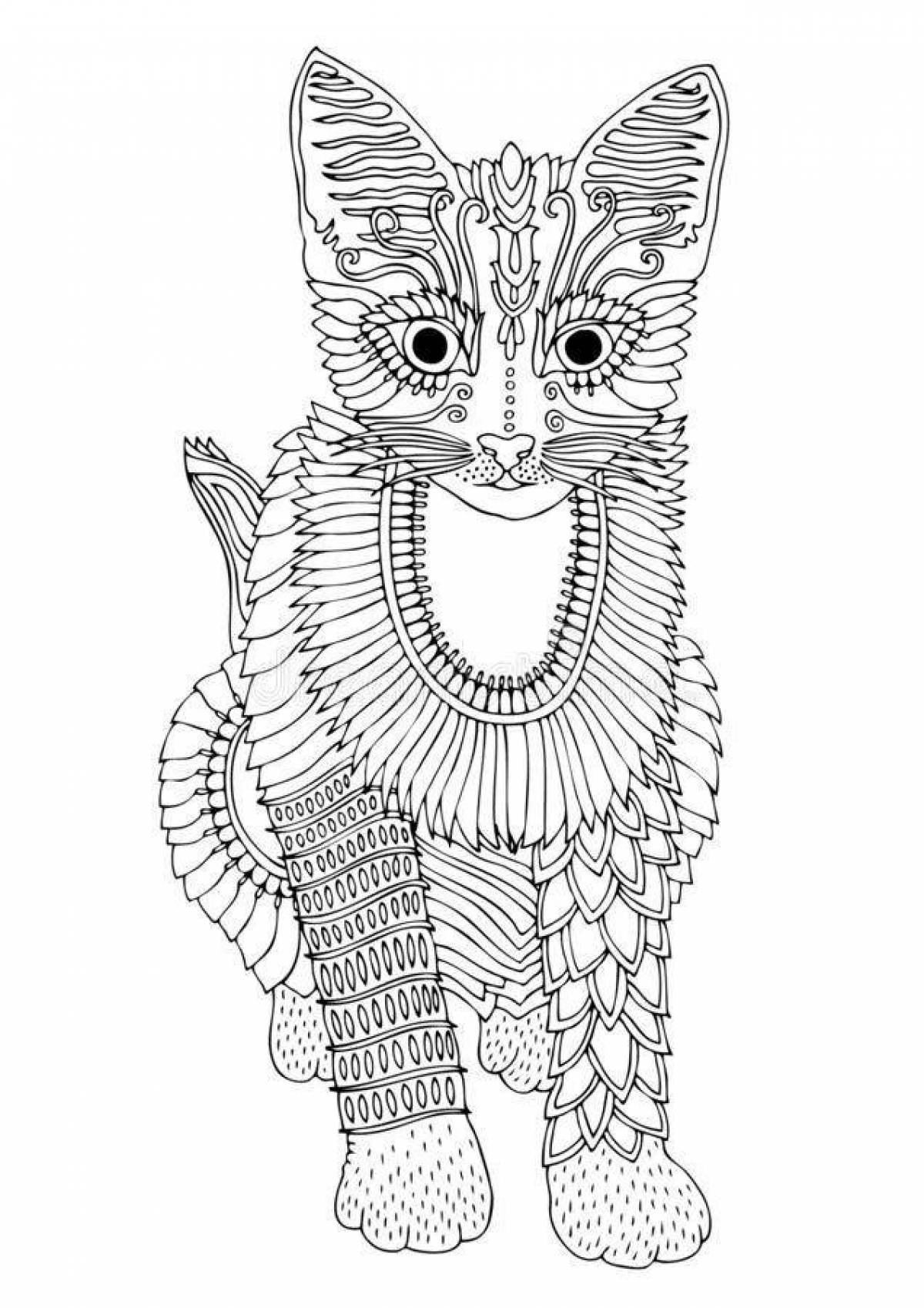 Adorable Egyptian cat coloring page