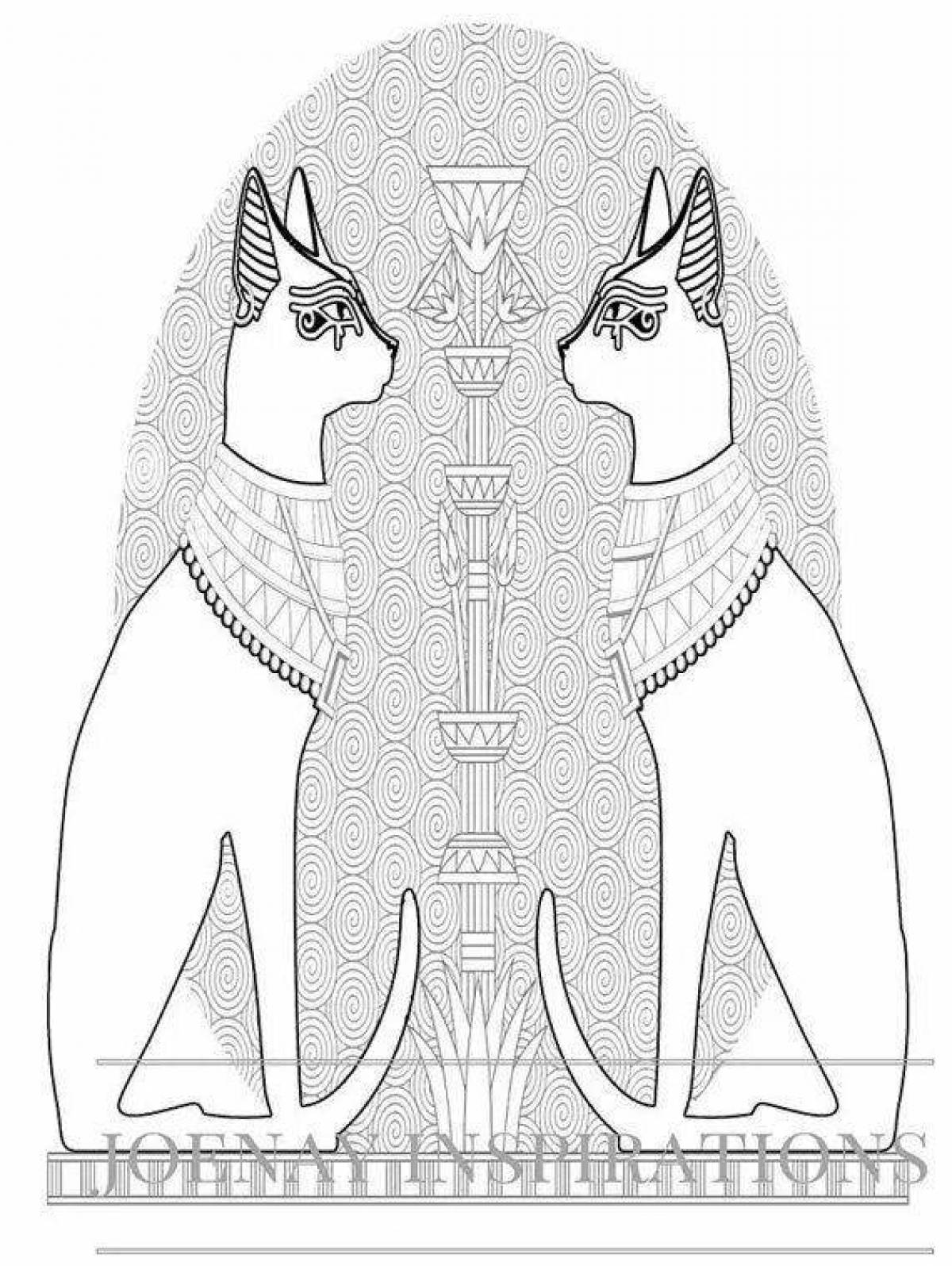 Coloring page dazzling Egyptian cat
