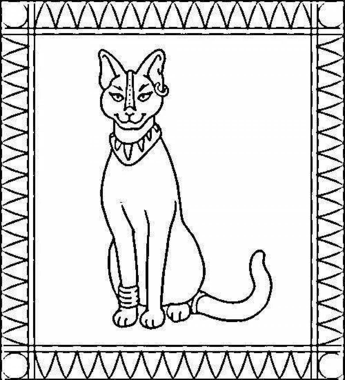 Adorable Egyptian cat coloring page