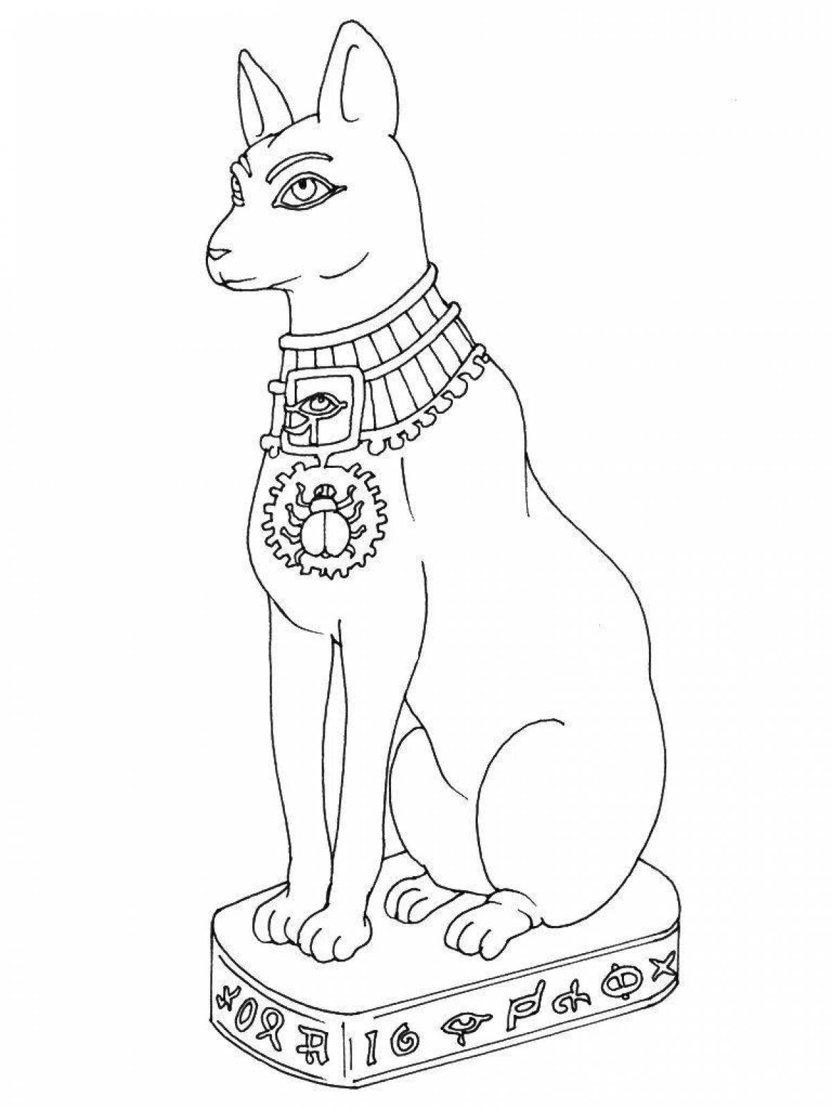 Раскраска яркая египетская кошка