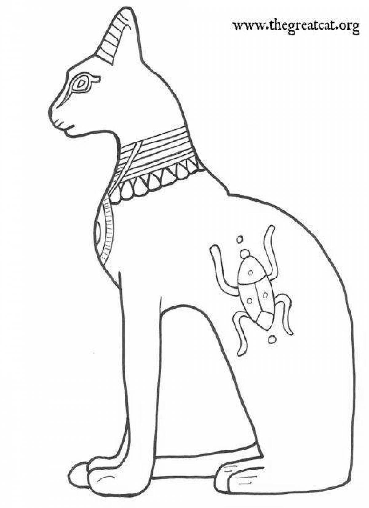 Cute Egyptian cat coloring page