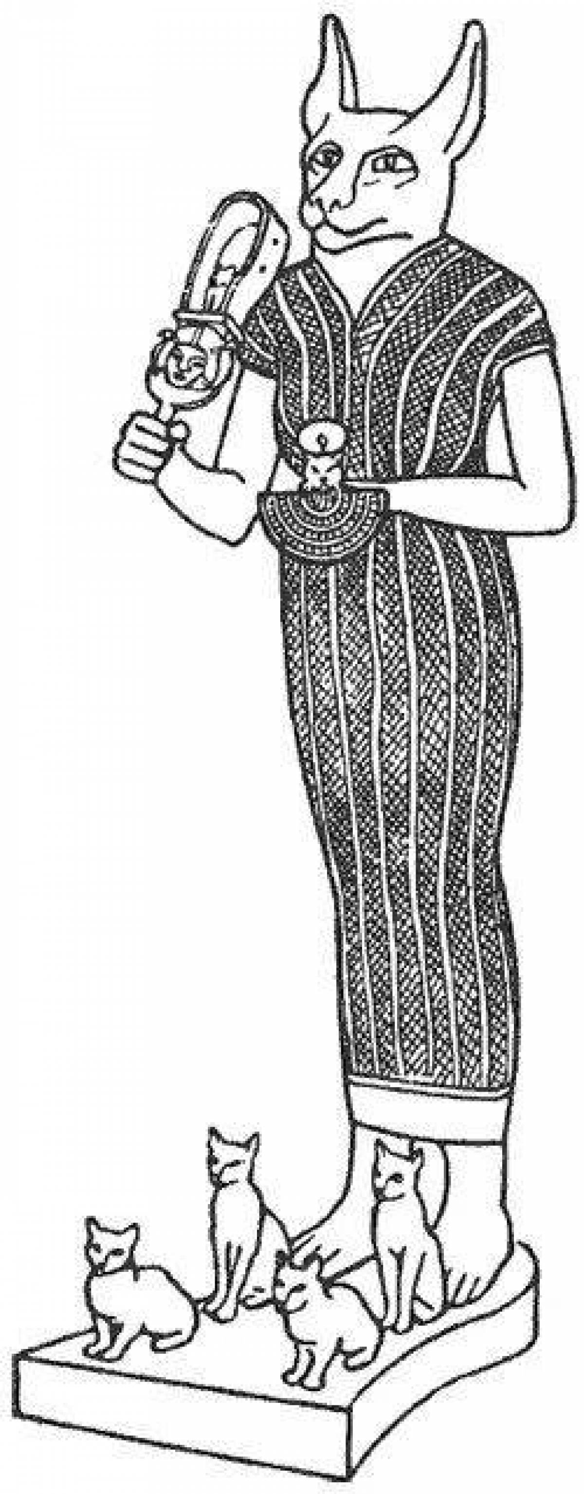 Coloring page stylish Egyptian cat