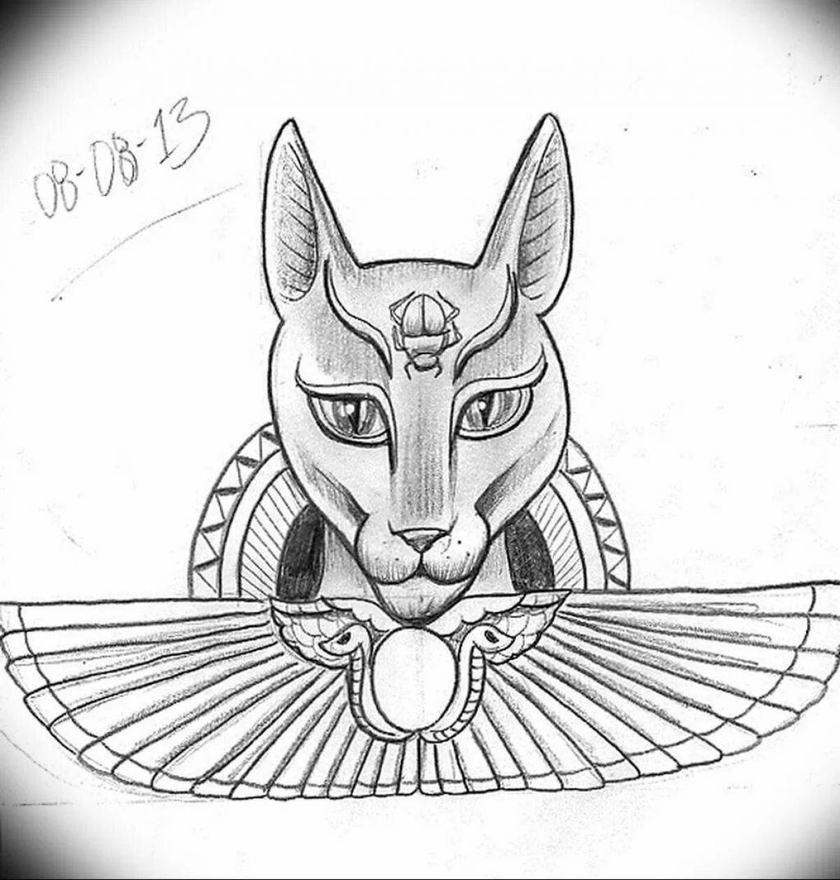 Раскраска царственная египетская кошка