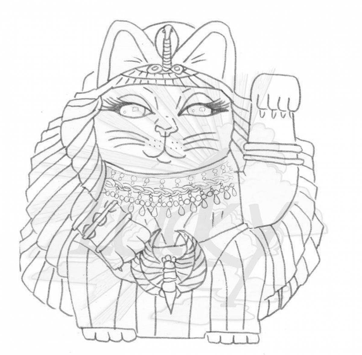 Coloring book big egyptian cat