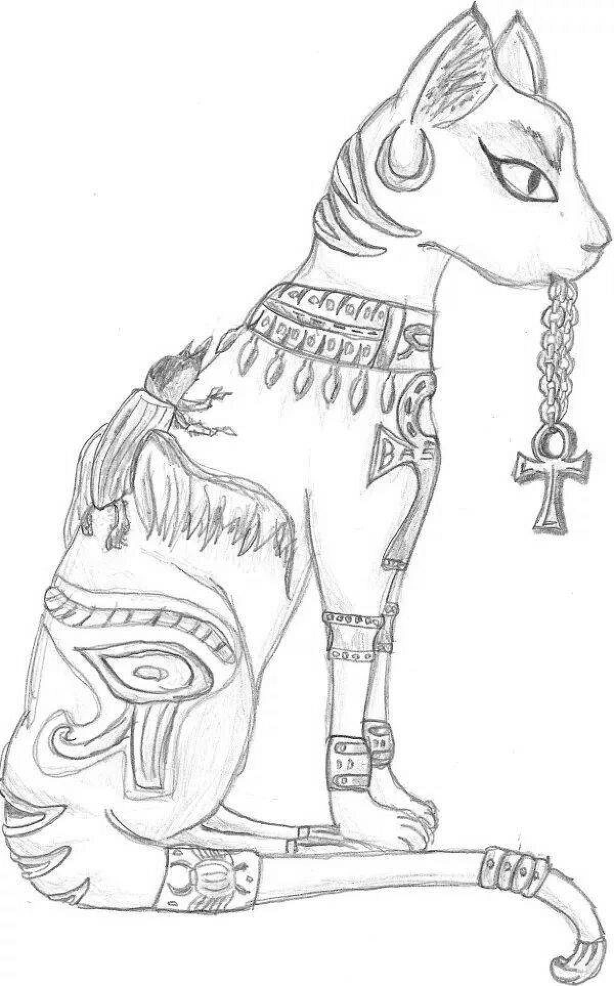 Majestic Egyptian cat coloring page