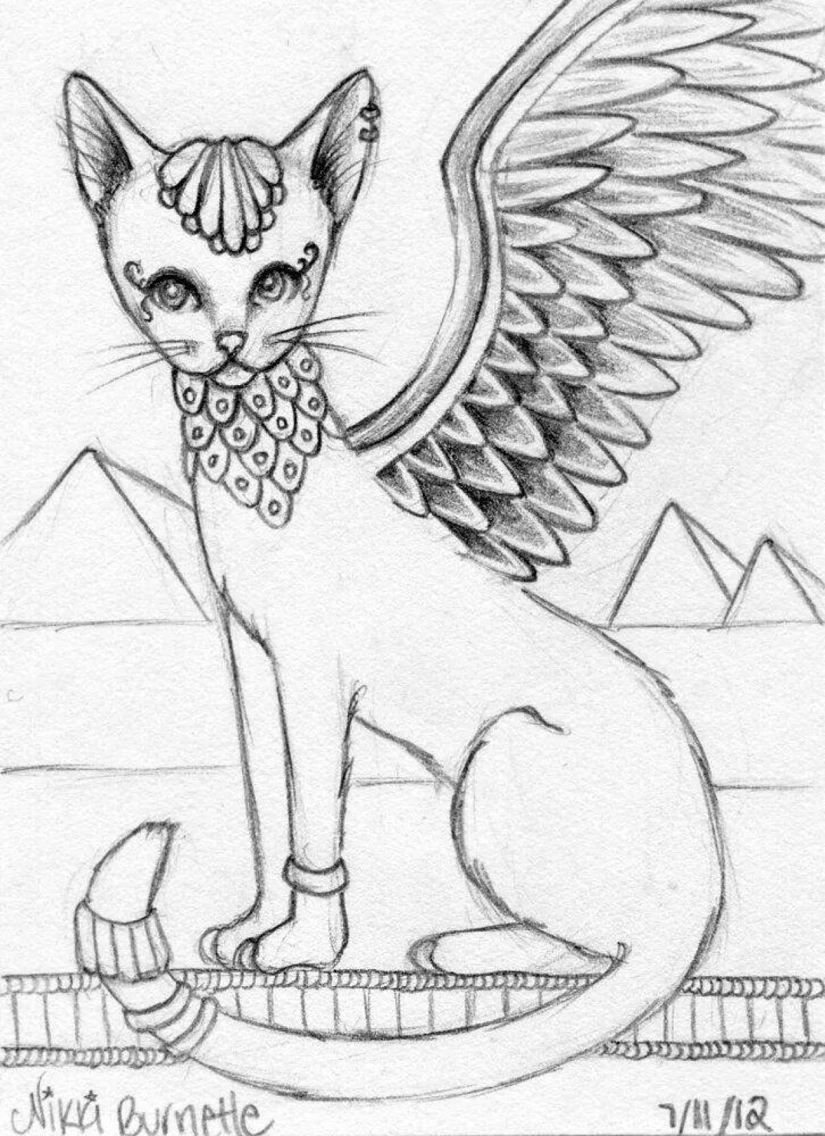 Coloring page wonderful egyptian cat
