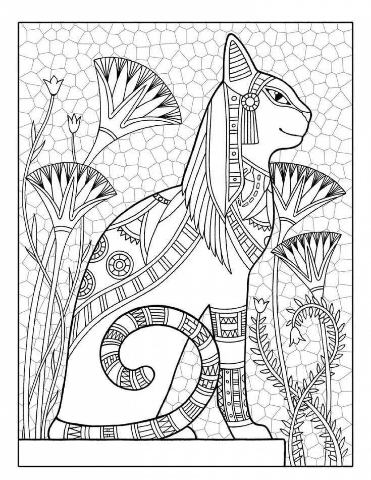 Incredible Egyptian cat coloring book
