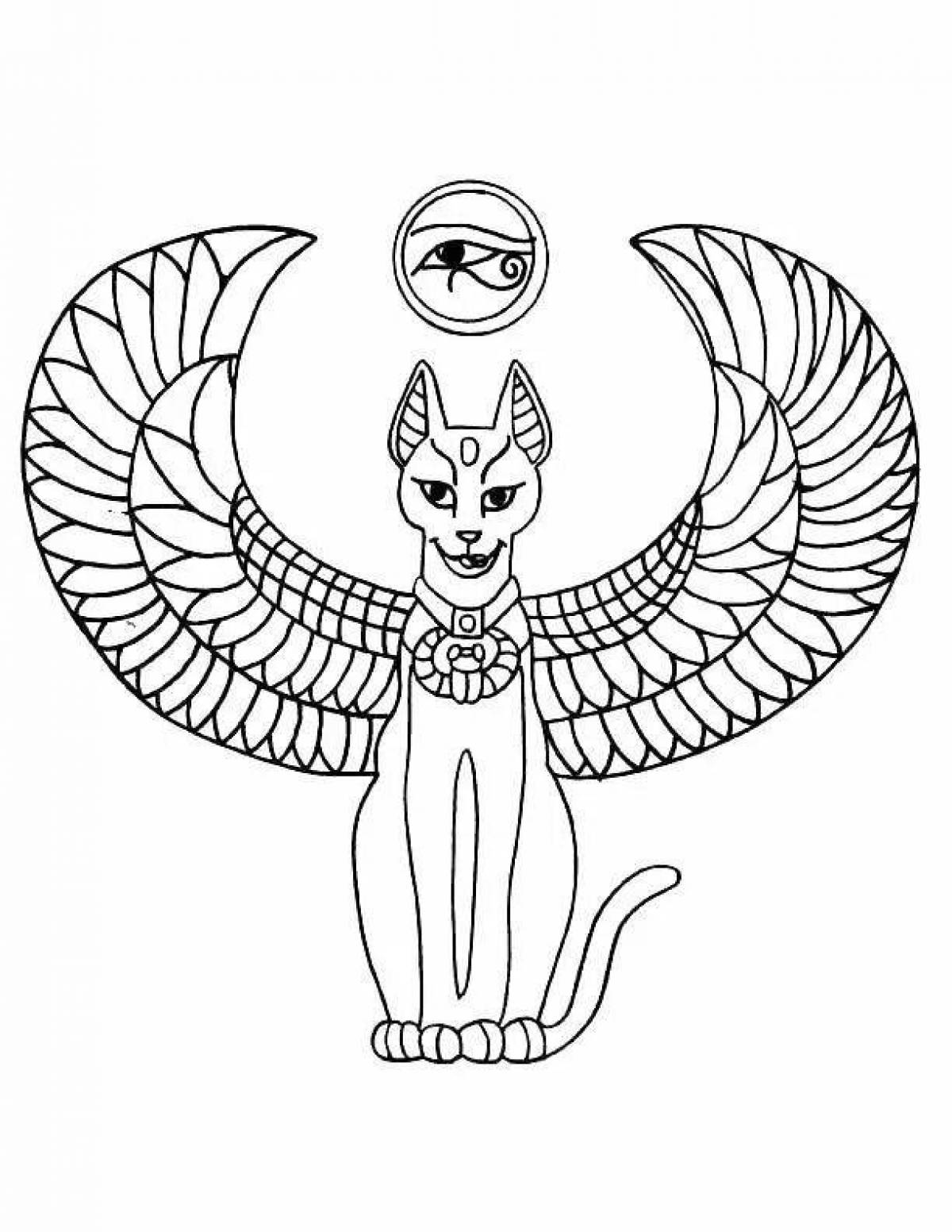 Coloring book outstanding egyptian cat