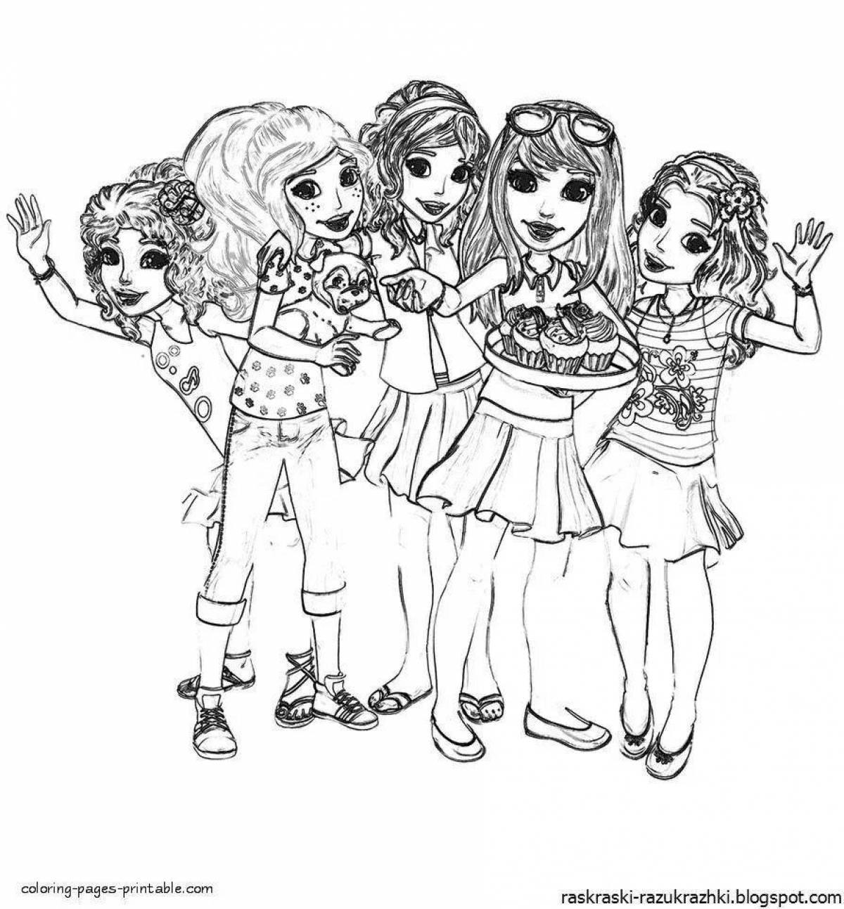 Gorgeous tramp friends coloring page