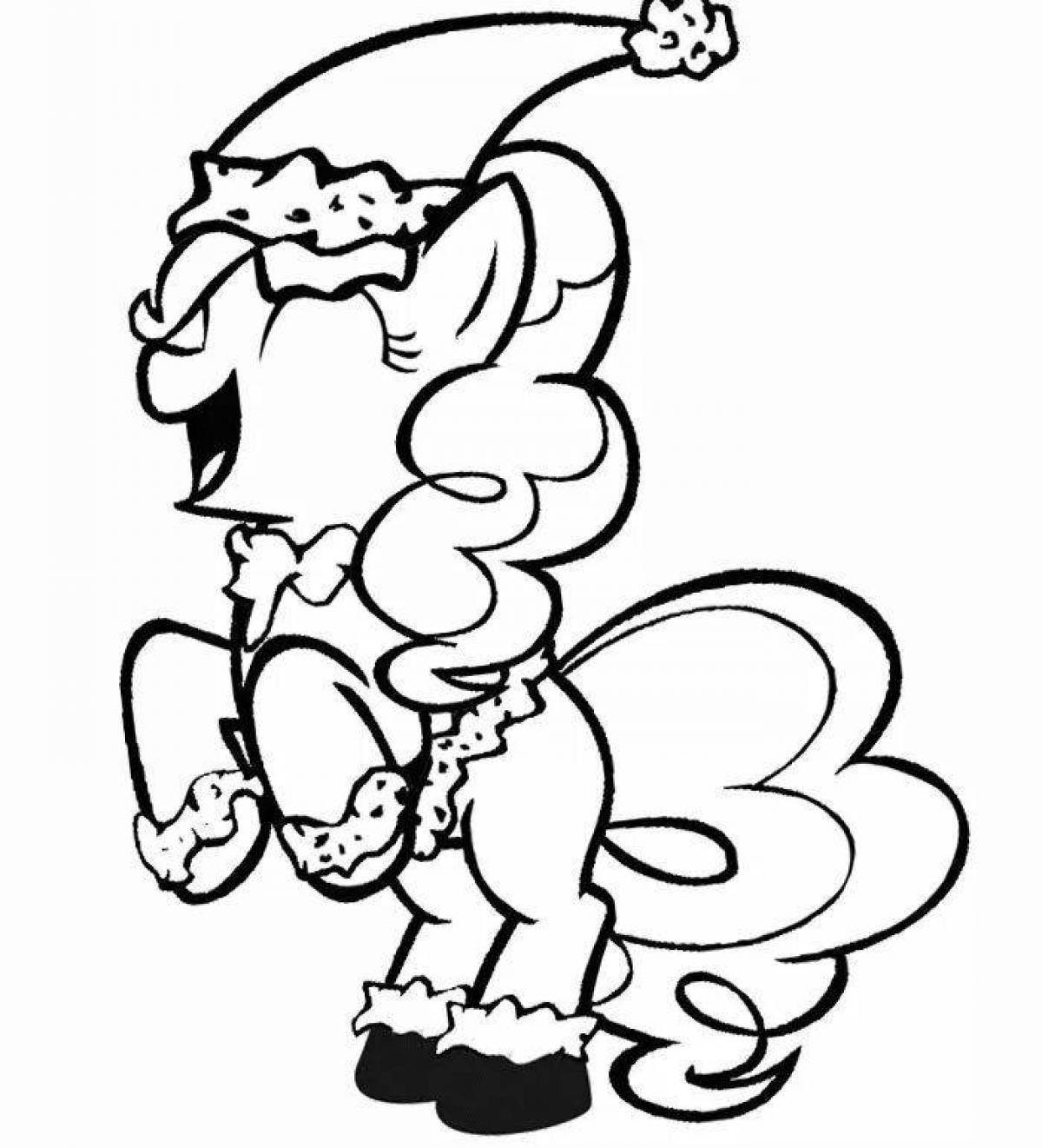 Coloring book magical Christmas ponies
