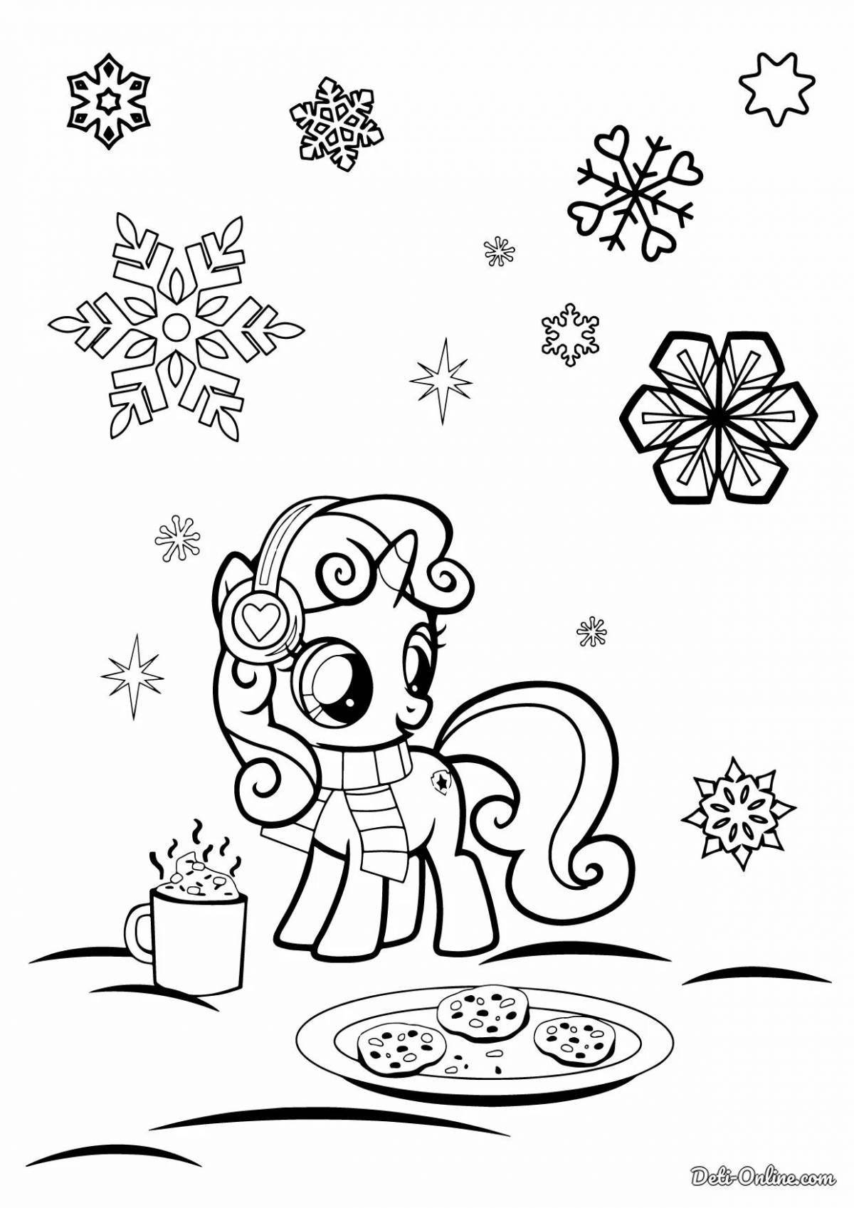Colouring bright Christmas ponies