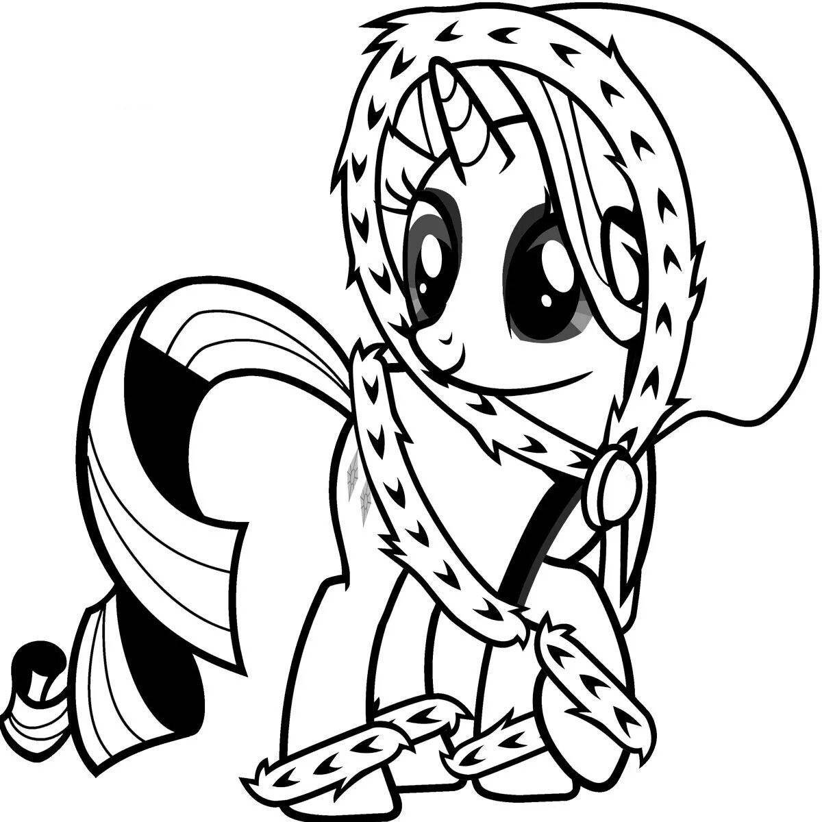 Coloring page shining christmas ponies