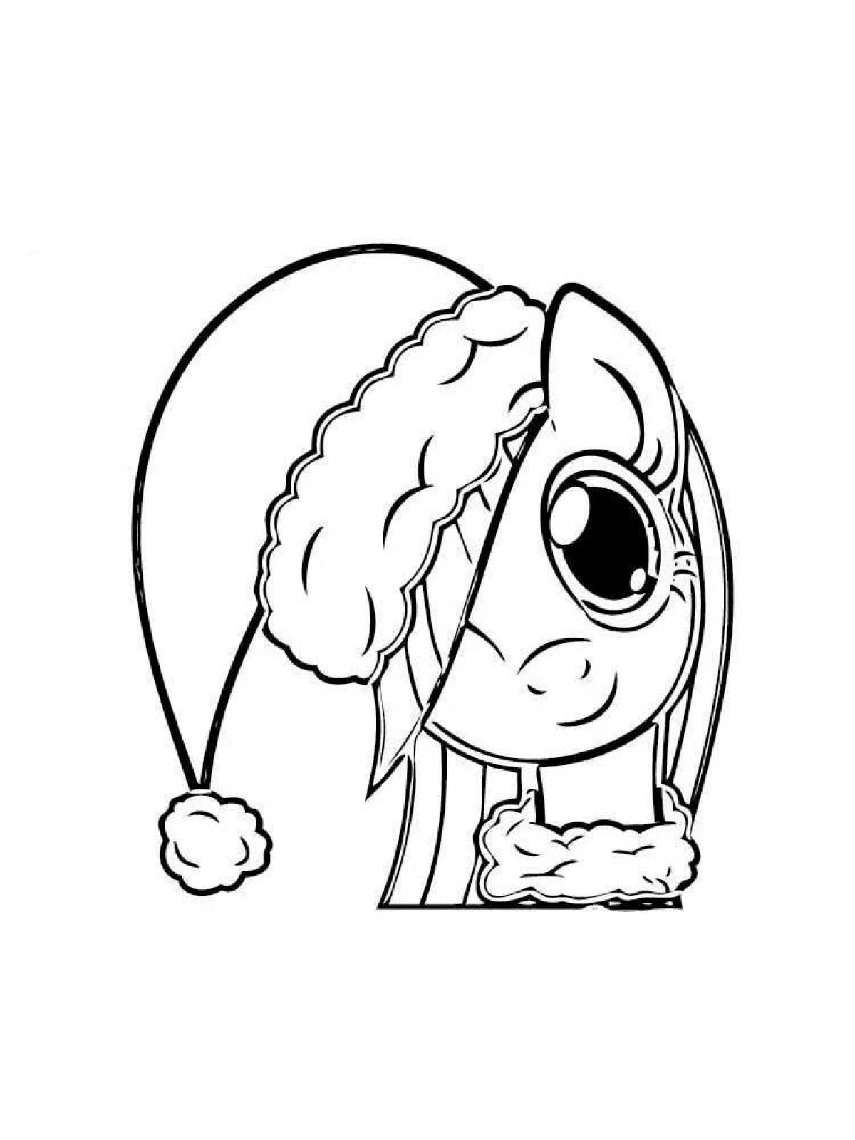 Adorable Christmas ponies coloring page