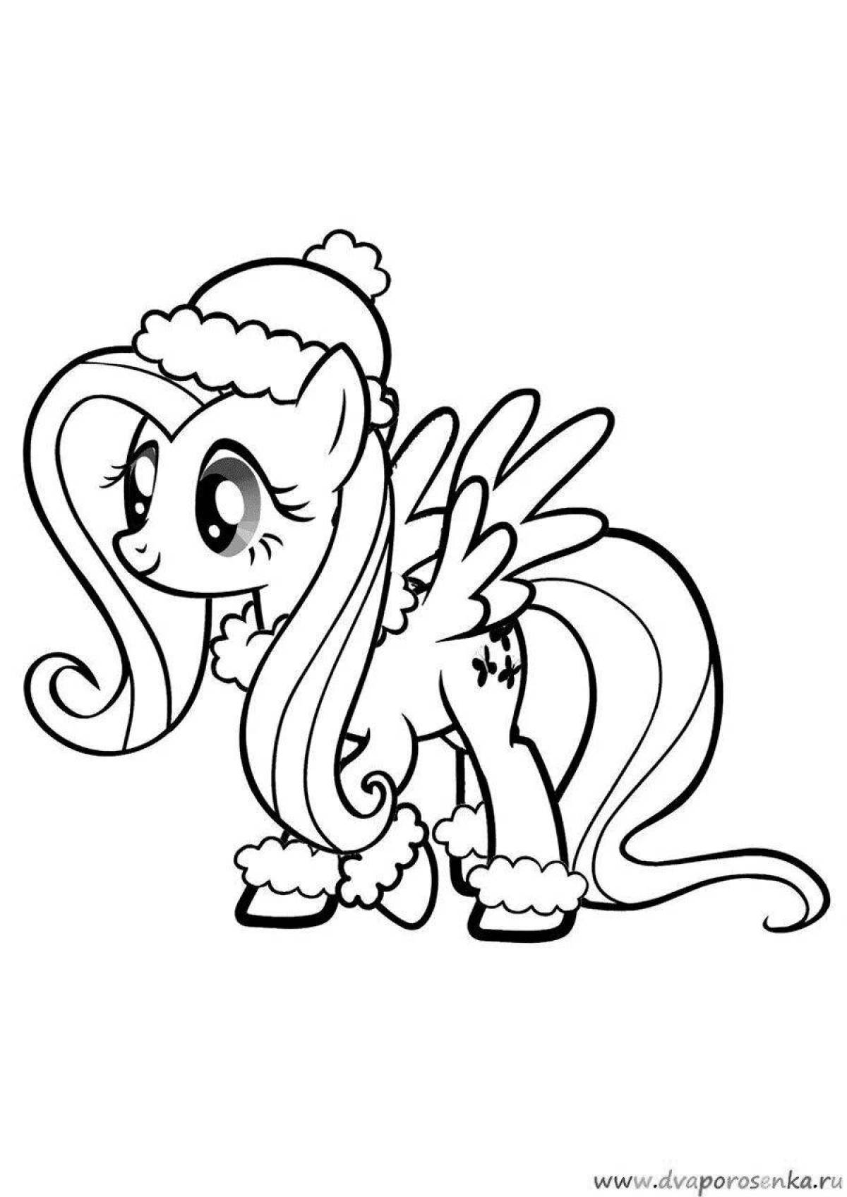 Cute Christmas pony coloring page
