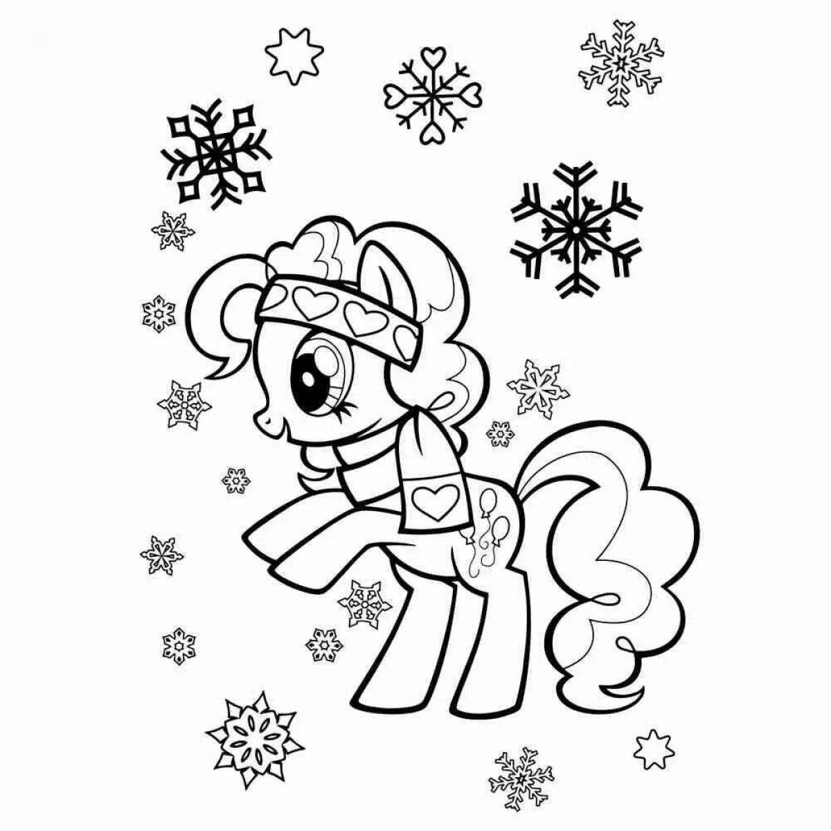 Coloring page shiny christmas ponies
