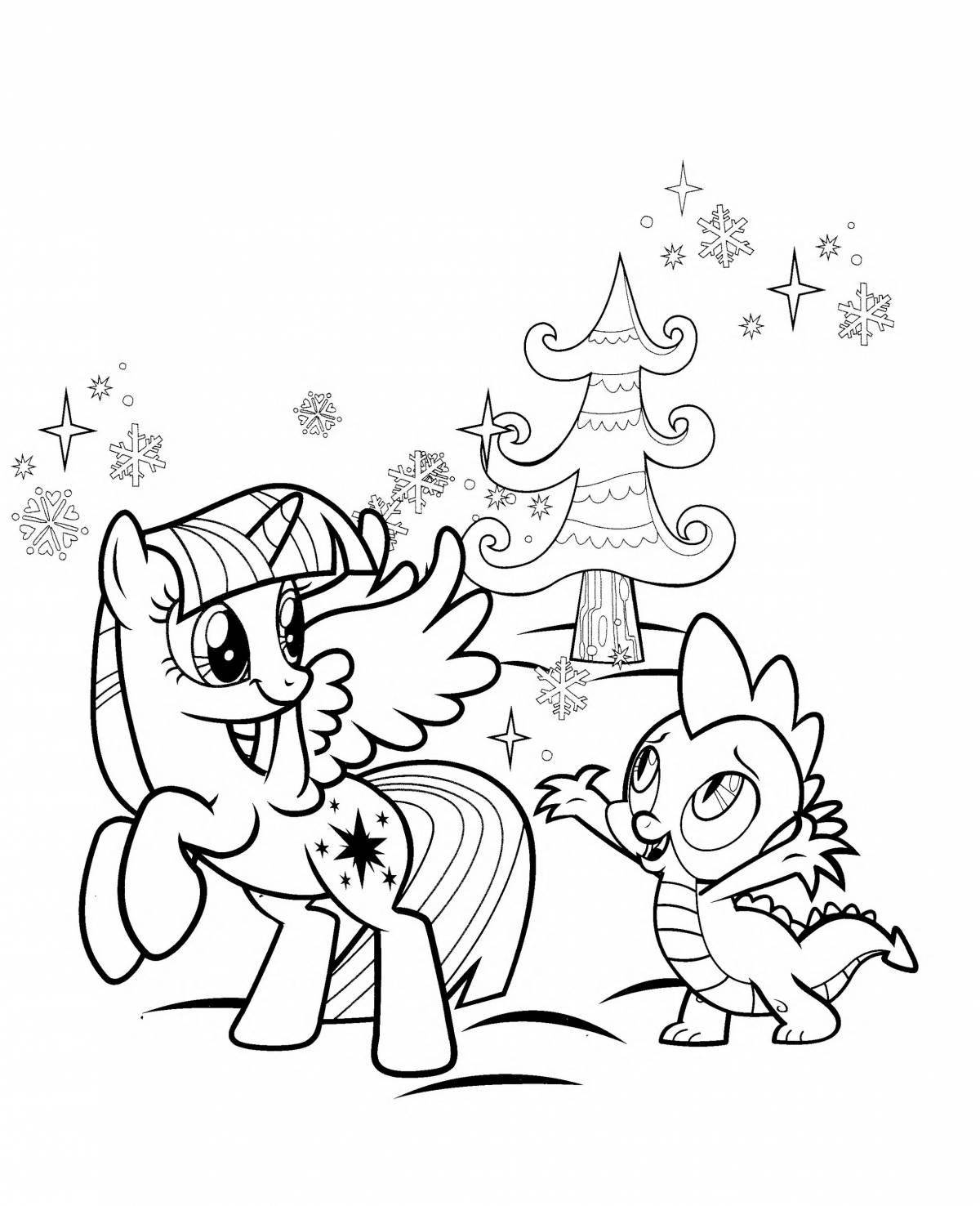 Раскраска сказочные рождественские пони