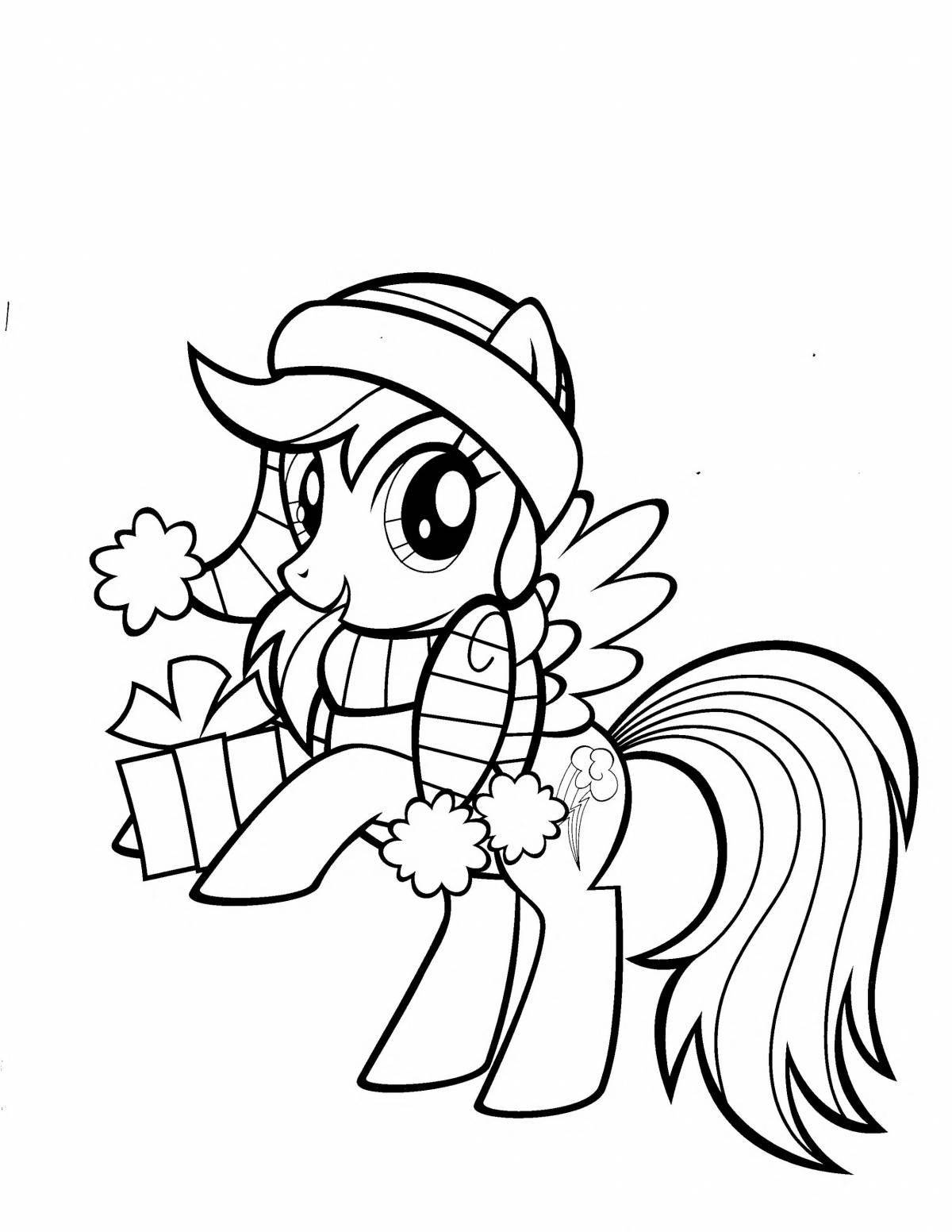 Coloring page beckoning christmas ponies